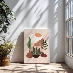 Tableau illustration plantes et architecture Toile imprimée