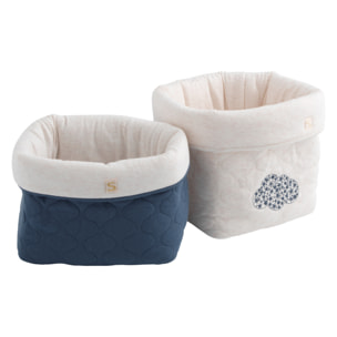 Lot de 2 panières de rangement en coton matelassé