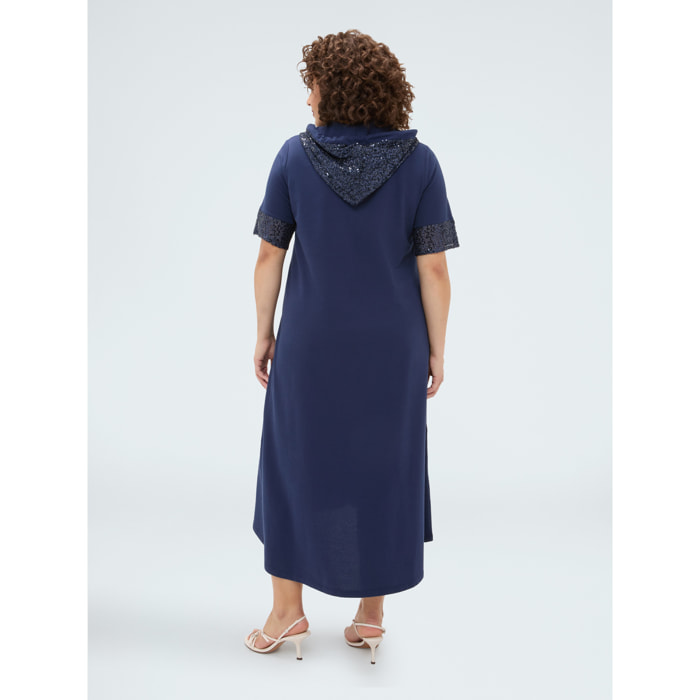 Fiorella Rubino - Vestito over in jersey con paillettes - Blu