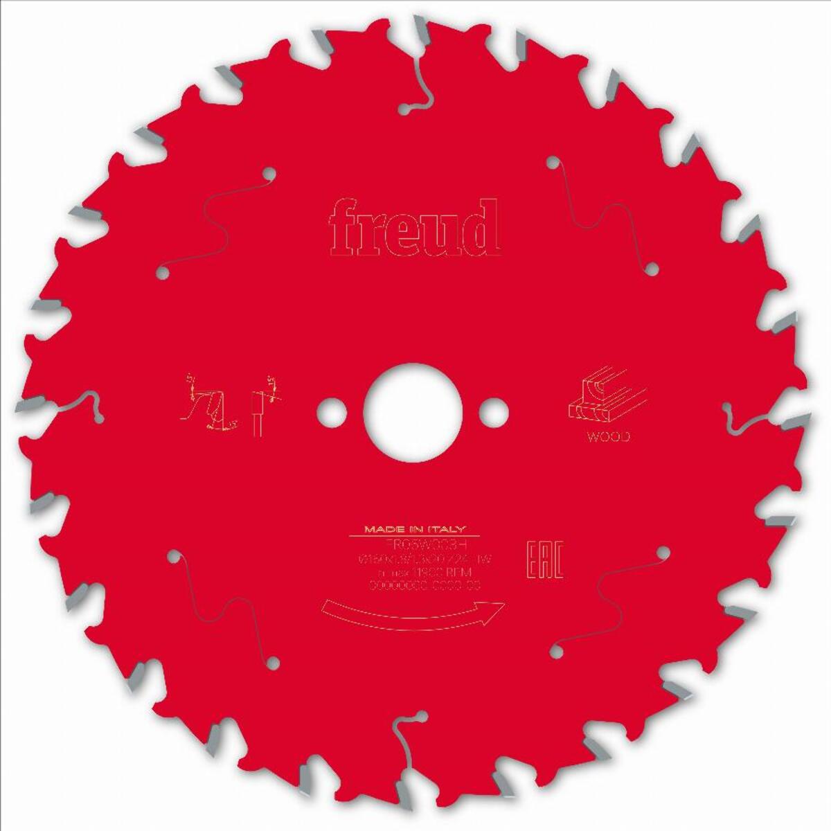 Lame pour scie circulaire portative filaire/sans fil FREUD - Ø160 1,8/1,3 A20 Z24 BA 15° - F03FS09675 -FR06W003H