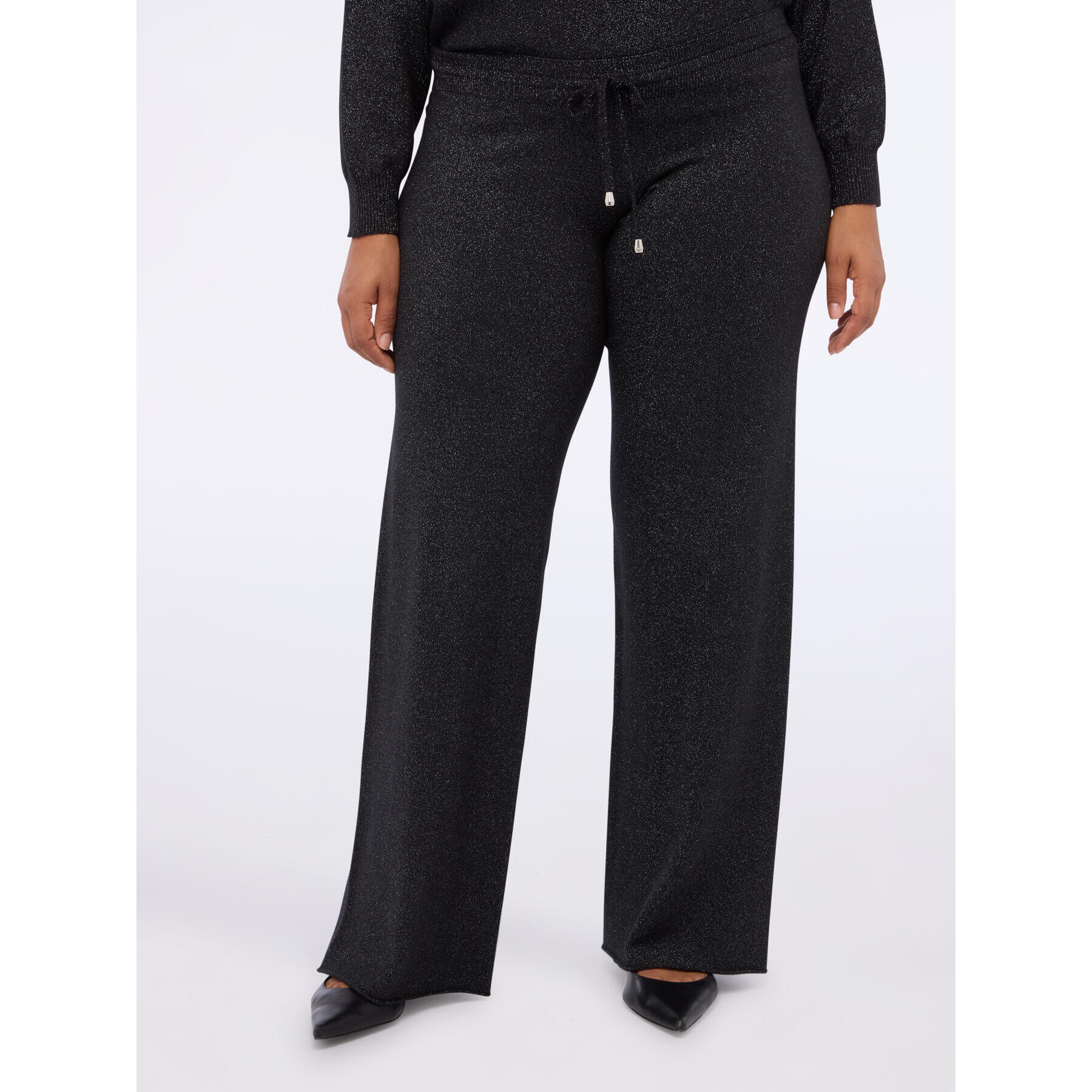 Fiorella Rubino - Pantaloni Wide Leg in maglia - Nero