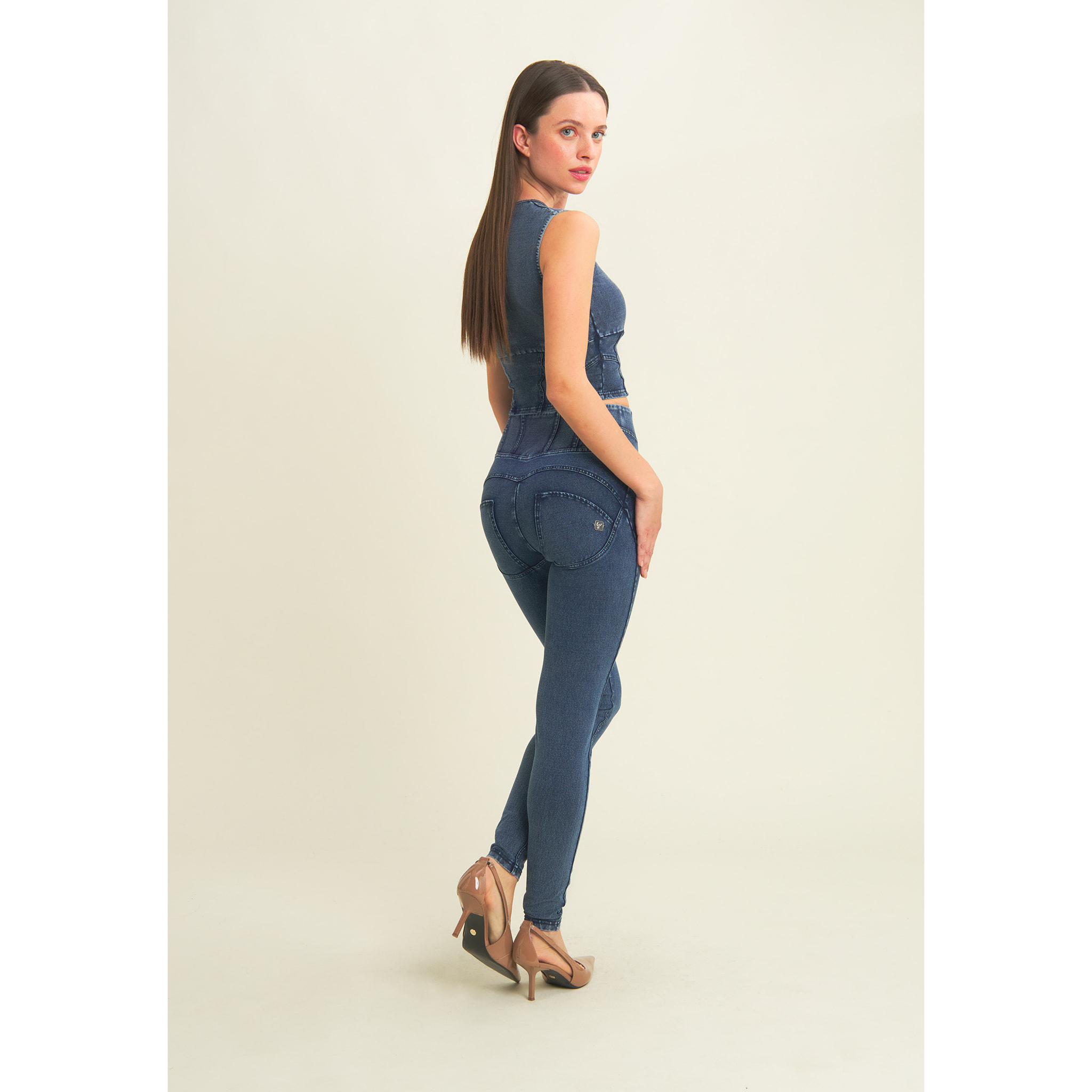 Pantaloni WR.UP® superskinny effetto denim vita alta design