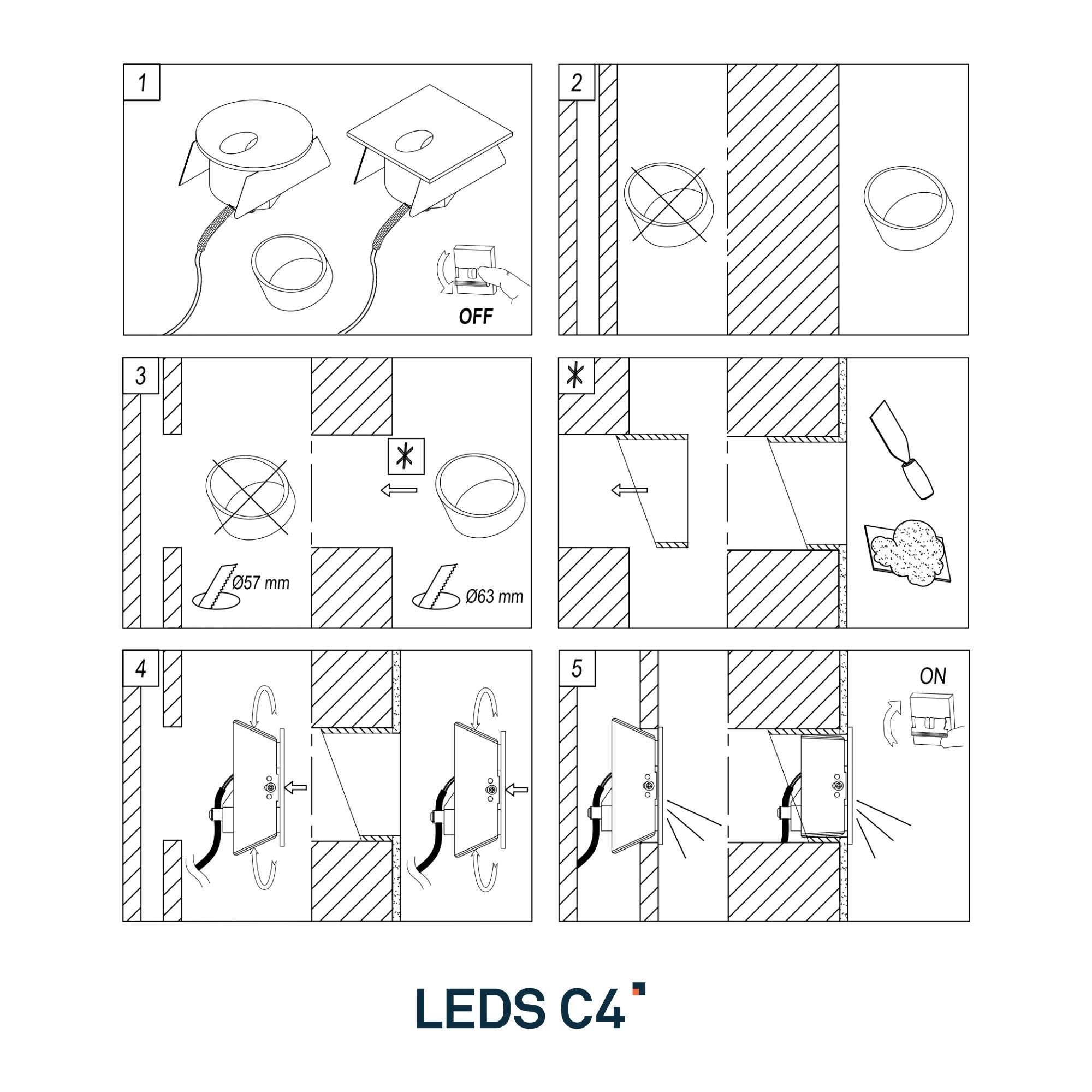 LEDS·C4 Señalizacion Step Round 2W 3000K CRI 80 Blanco IP20 67Lm