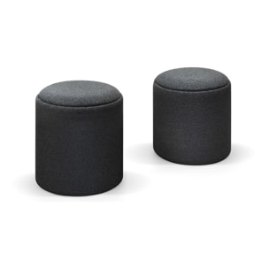 Set di 2 pouf BERGEN contenitore in tessuto grigio scuro trasformabile in tavolino in legno MDF