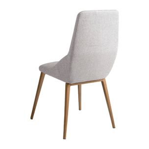 Silla con asiento y respaldo tapizados en tela gris claro patas de acero inoxidable en dorado metal 48x60x90cm