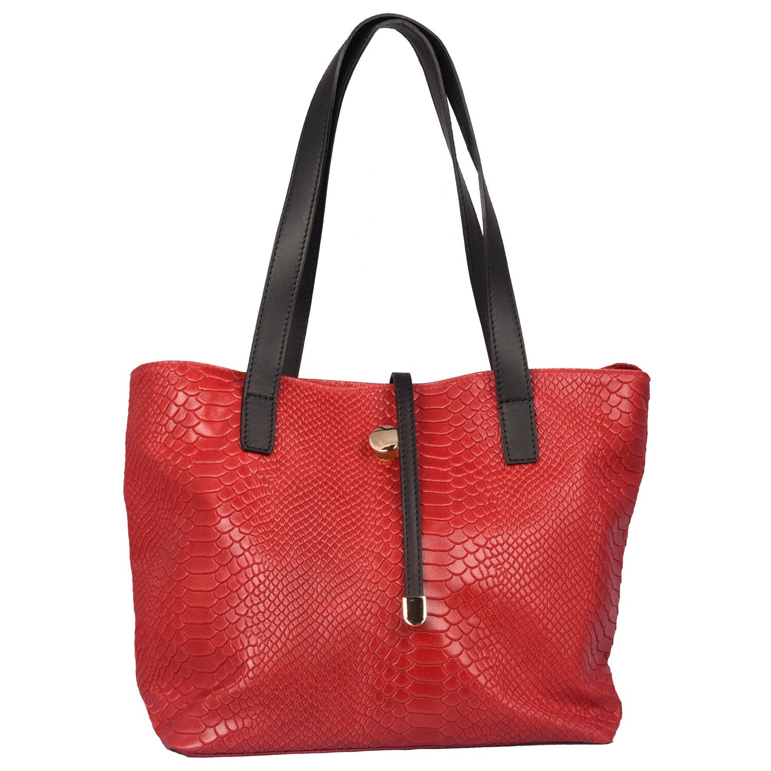 Borsa Donna in vera pelle Made in Italy colore Rosso dimensioni cm 26x31x15