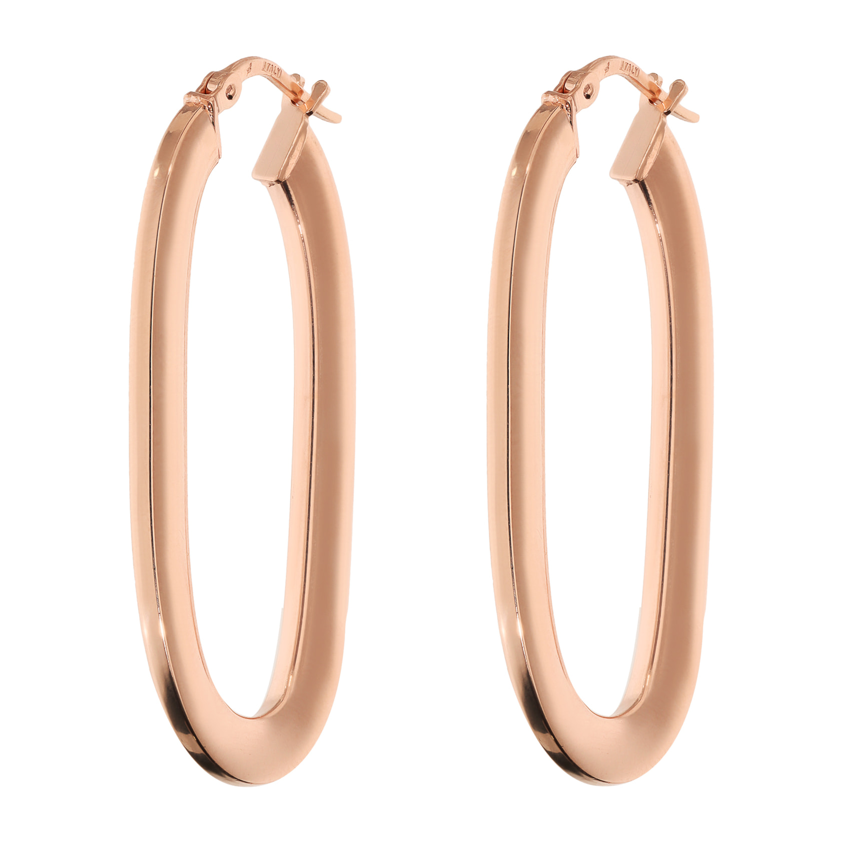 Orecchini Ovali Lucidi placcati Oro Rosa 18Kt