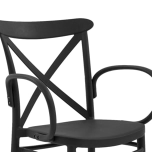 Set di 4 sedie RIO in polipropilene antracite con braccioli, impilabili