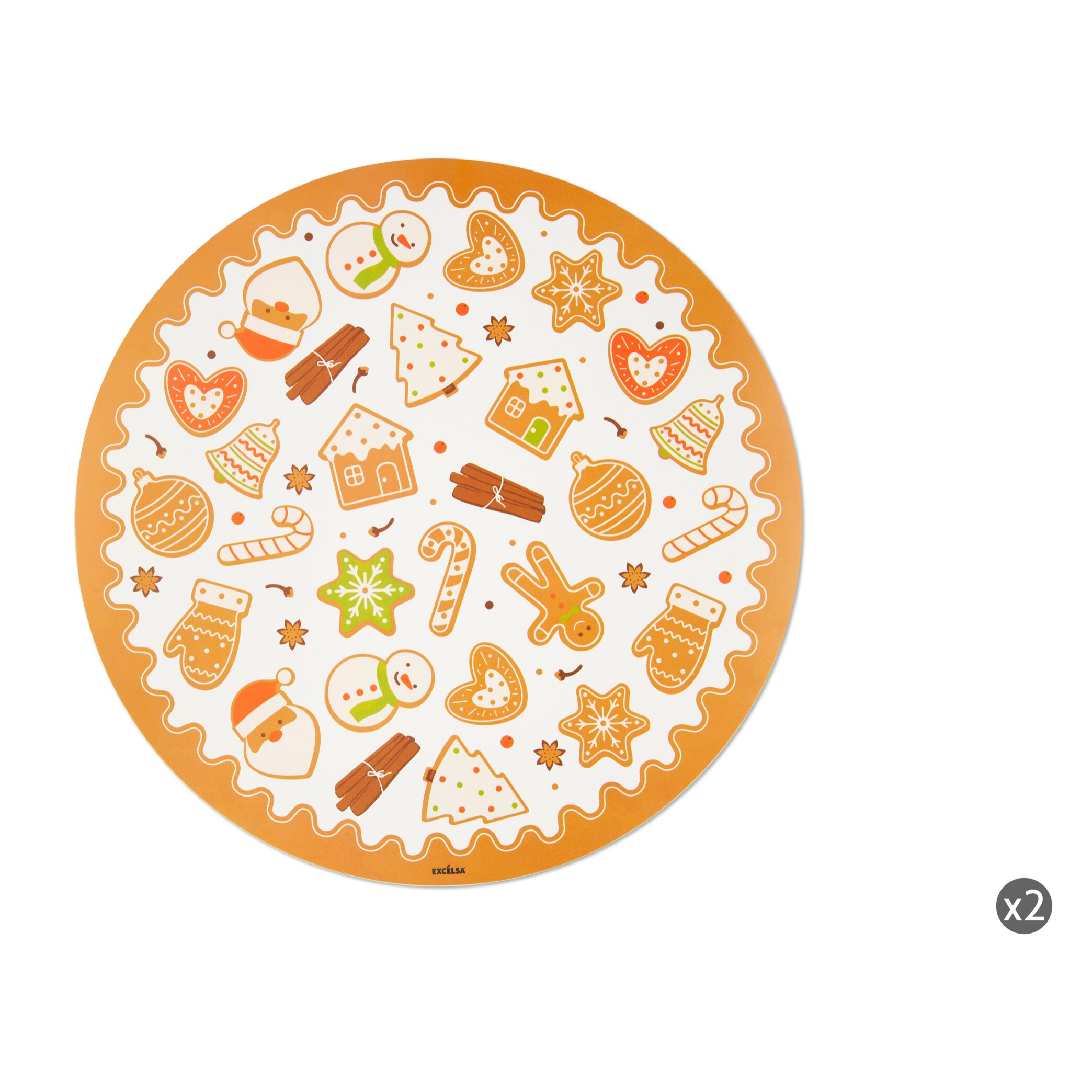 Set 2 tovagliette tonde Excelsa – Wonderful Ginger, Polipropilene multicolore