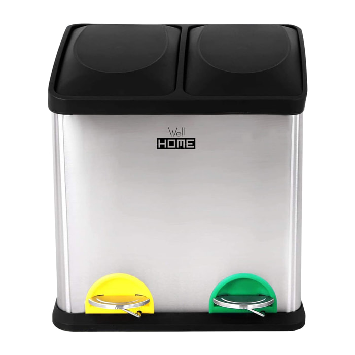 Cubo de reciclaje ecológico 30 litros de 2 compartimentos, reciclaje de basura / cubos de reciclaje, gran capacidad, para papel, vidrio y plástico, id