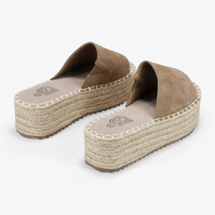 Sandalias pala taupe de piel con esparto