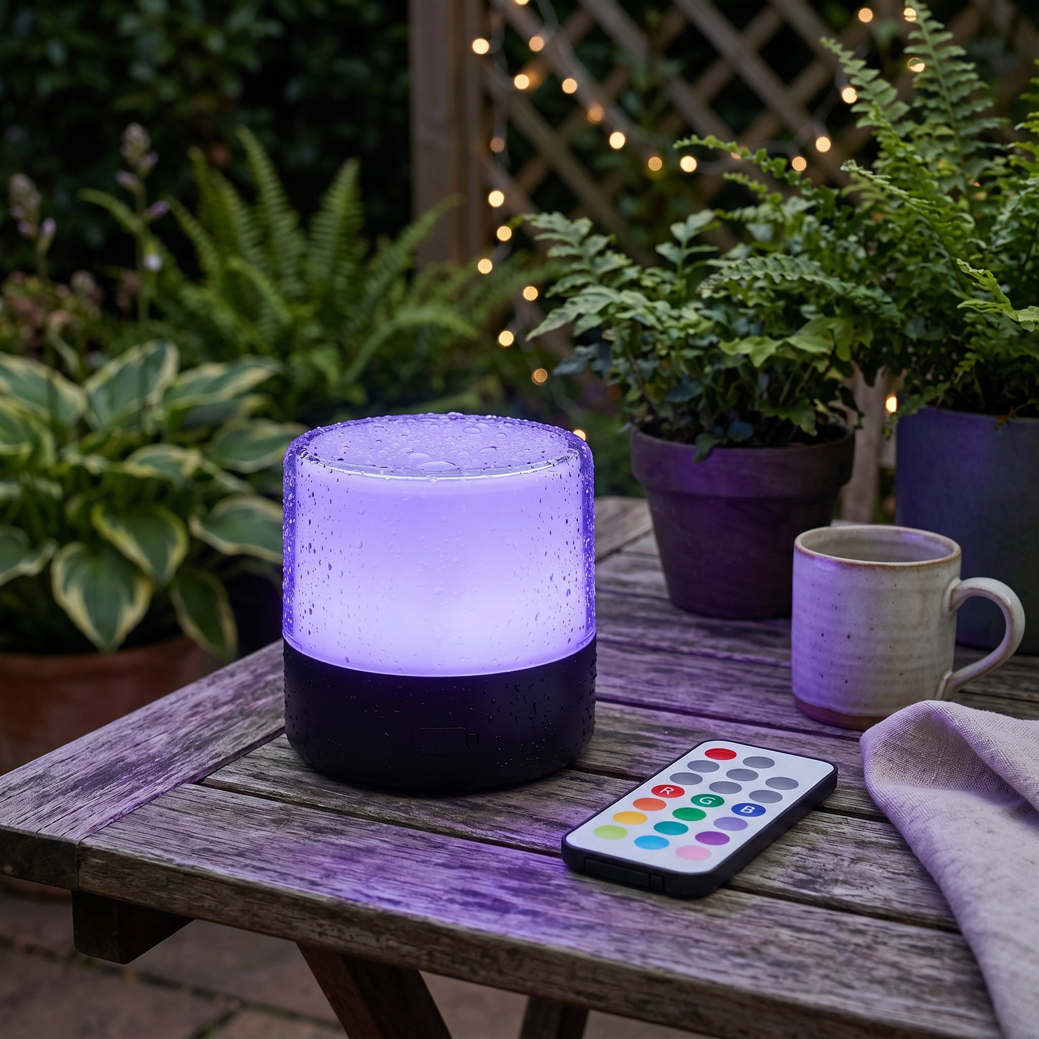 Lampe de table décoration LED blanc + RGB rechargeable avec télécommande BOLO H10cm