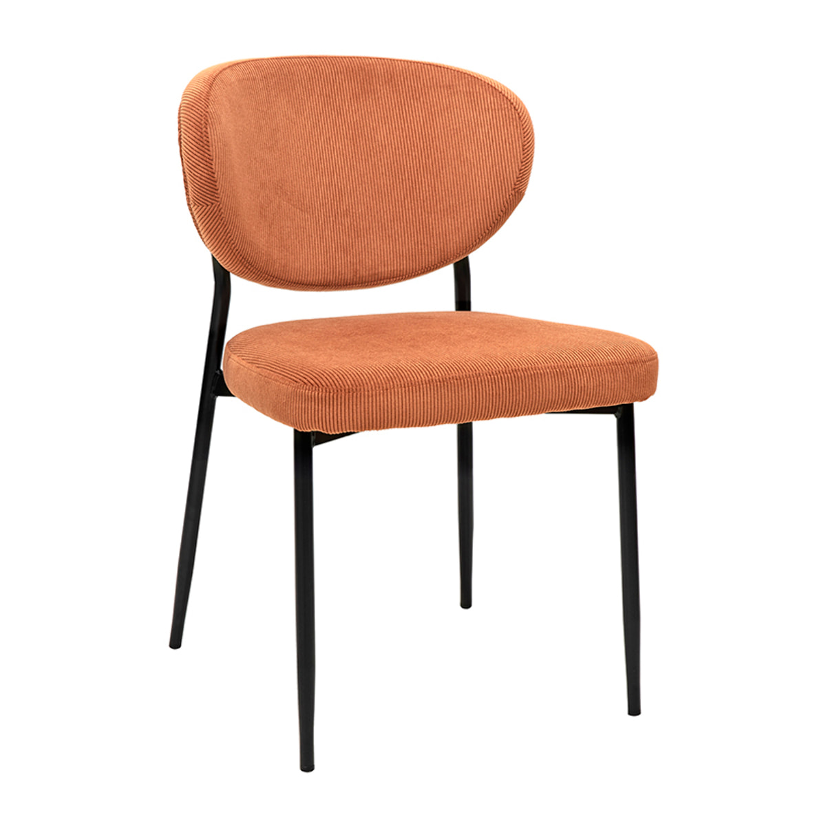 Chaises en tissu velours côtelé terre brûlée et métal noir (lot de 2) BREKA
