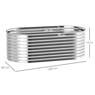 Carré potager de jardin L.160 x P.80 x H.56 cm modulable tôle d'acier galvanisée ondulée