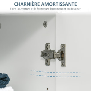 Meuble bas de salle de bain sur pied - 2 portes, 2 étagères réglables - dim. 60 x 30 x 80 cm - MDF blanc