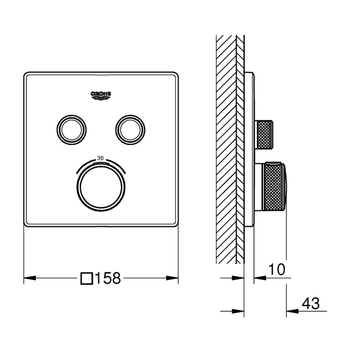 GROHE Grohtherm SmartControl Façade avec mitigeur thermostatique encastré 2 sorties