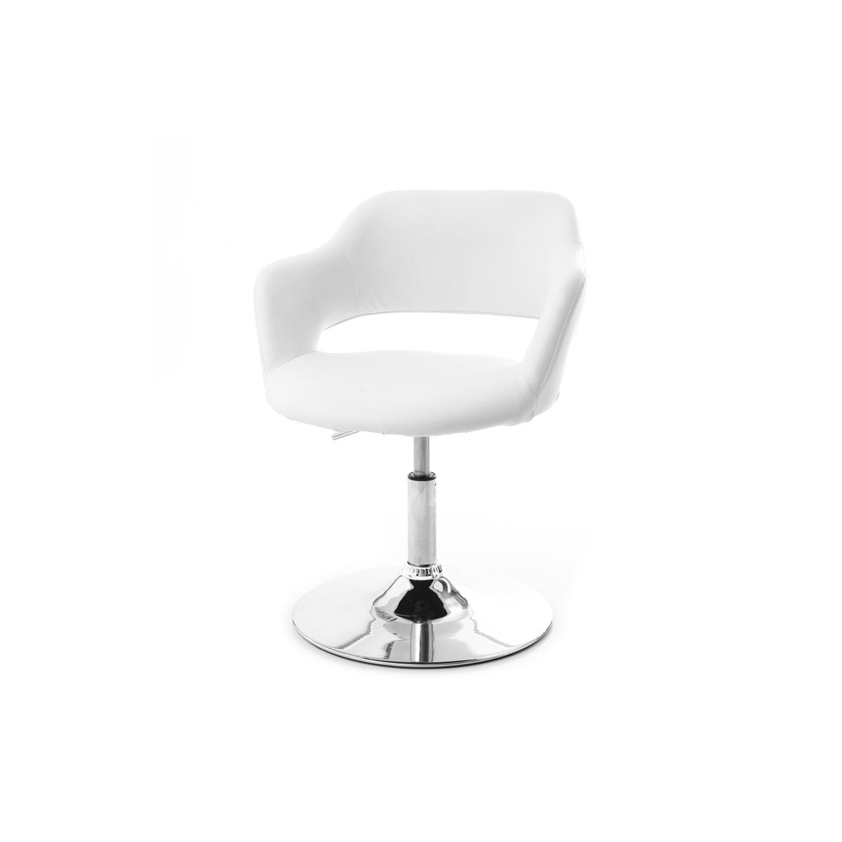 Fauteuil pivotant design blanc et acier chromé JESSY