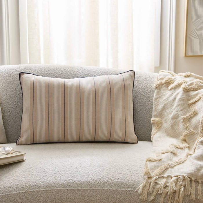 Coussin Groove 58x38cm rayé bleu navy