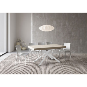 Table extensible 80x160/244 cm Karida cachemire pieds blanc