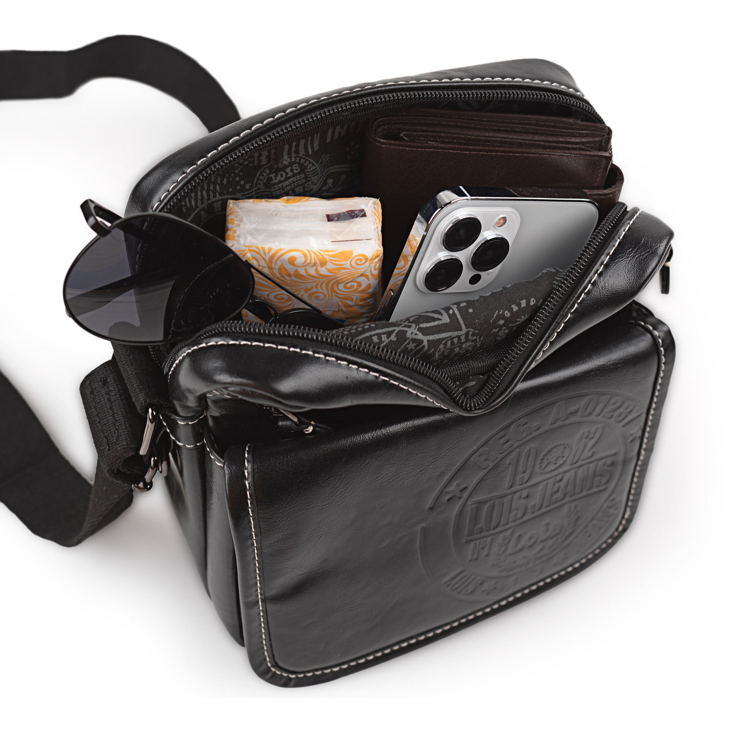 Bandolera Hombre Pu/Piel Lois Desert Negro