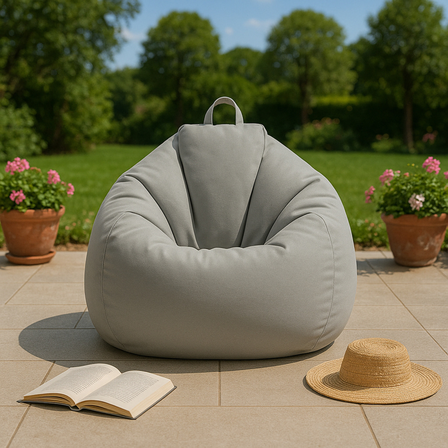Pouf poire d'extérieur 130x115cm gris KAYAR