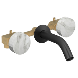 Pack mélangeur lavabo encastré 3 trous Grands Boulevards marbre envoûtant et noir