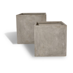 SET DE 2 POTS CARRÉS EN TERRE D'ARGILE HT40 CM ET HT50CM FARO