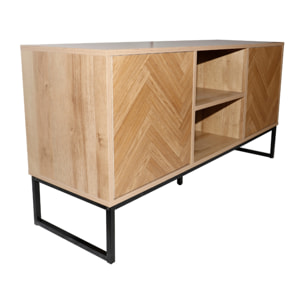 Buffet effet chevron 2 portes et 2 niches NOVA