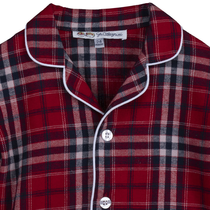 PIGIAMA BABY BABY in flanella invernale quadro rosso blu e bianco