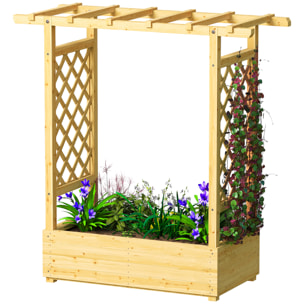 Jardinière treillis intégral latéral et toit - 110 x 44 x 113 cm - bois sapin pré-huilé