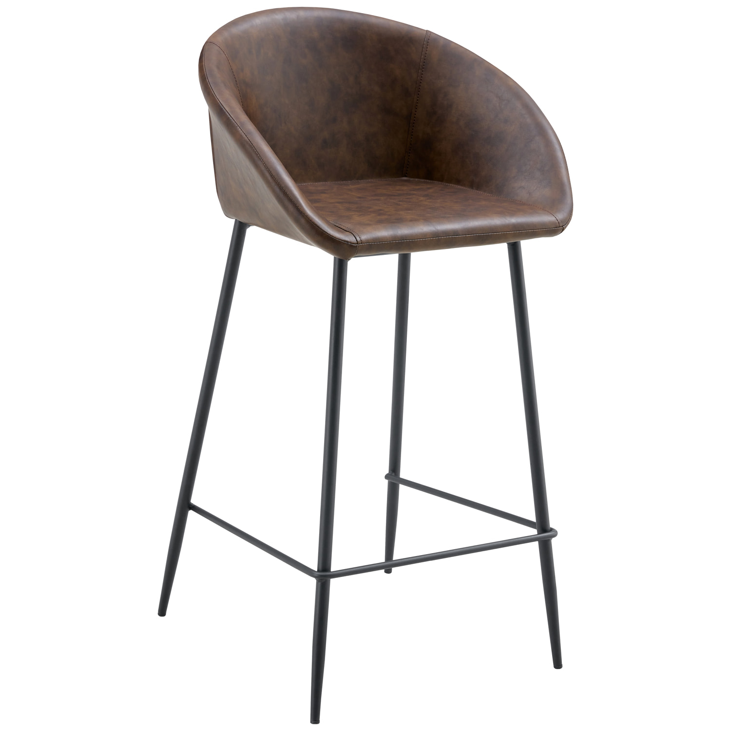 Lot de 2 tabourets de bar en simili marron ACHILLE