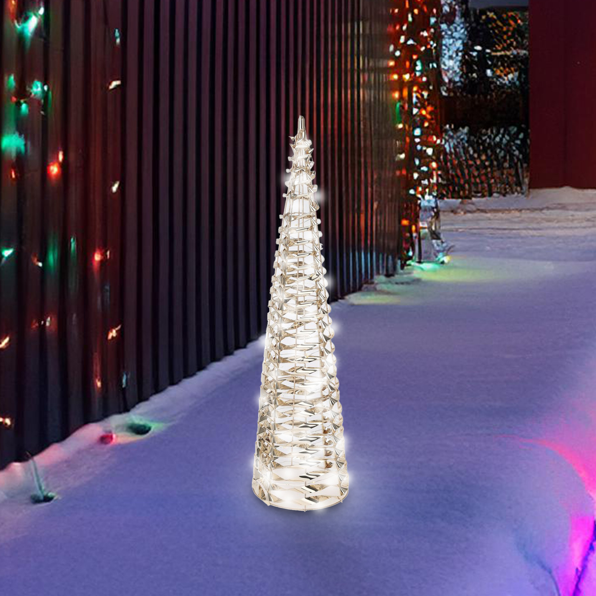 árbol navideño decorativo luminoso con diseño retorcido y 60 micro led h.60cm