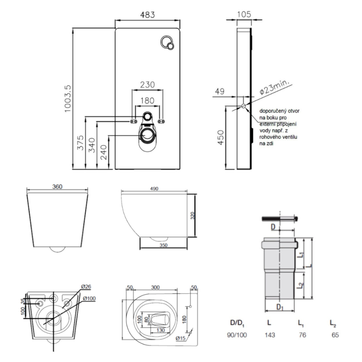 Glass pack WC bâti-support avec plaque de commande + WC suspendu Ceramia sans bride avec abattant SoftClose (STGLWCEPXBMT01-FR)