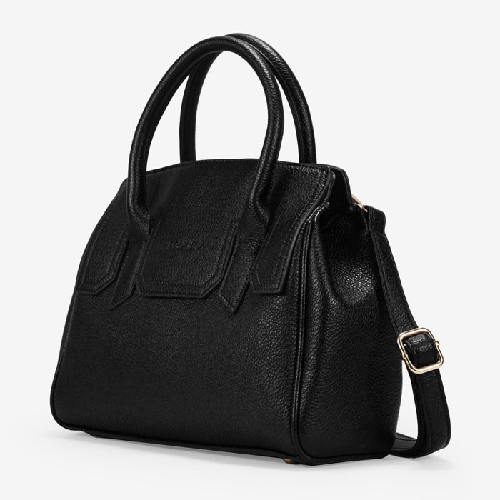 Bolso de mano negro con cierre de imán