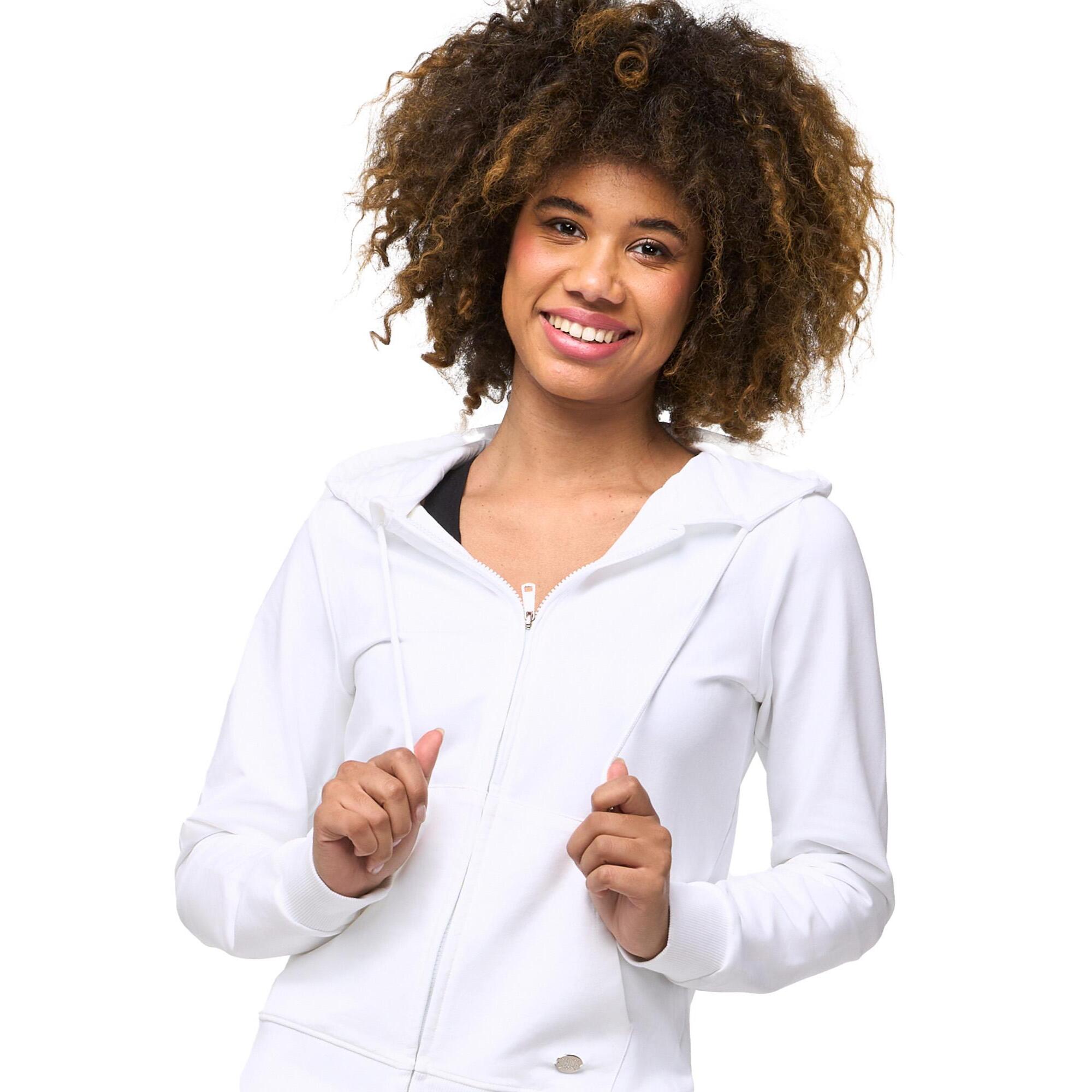 Tuta donna Zip con cappuccio in felpa non garzata e pantaloni con costina