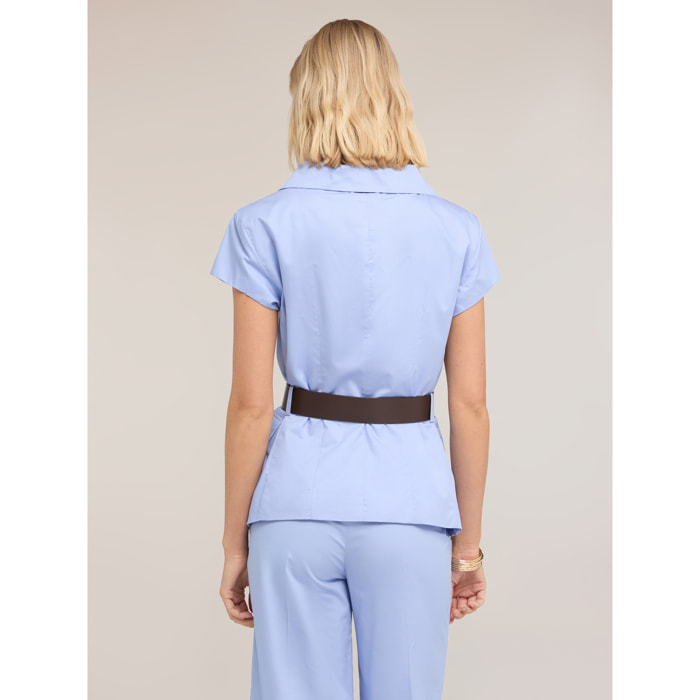 Motivi - Blazer cruzado de manga corta - Light - blue