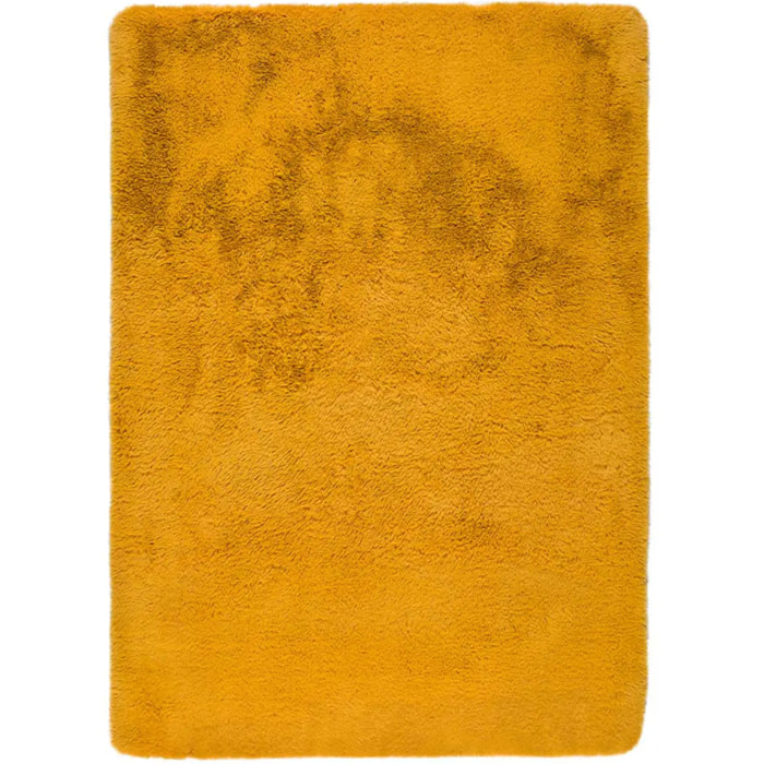 ALPACA Alfombra shaggy lisa en color mostaza, varias medidas disponibles