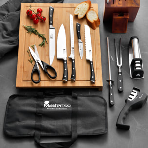 Set 3 cuchillos de cocina en acero inoxidable bergner colección foodies