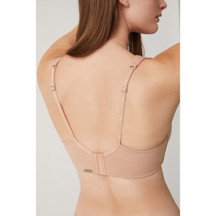 Reggiseno imbottito senza ferretto beige, coppe D ed E