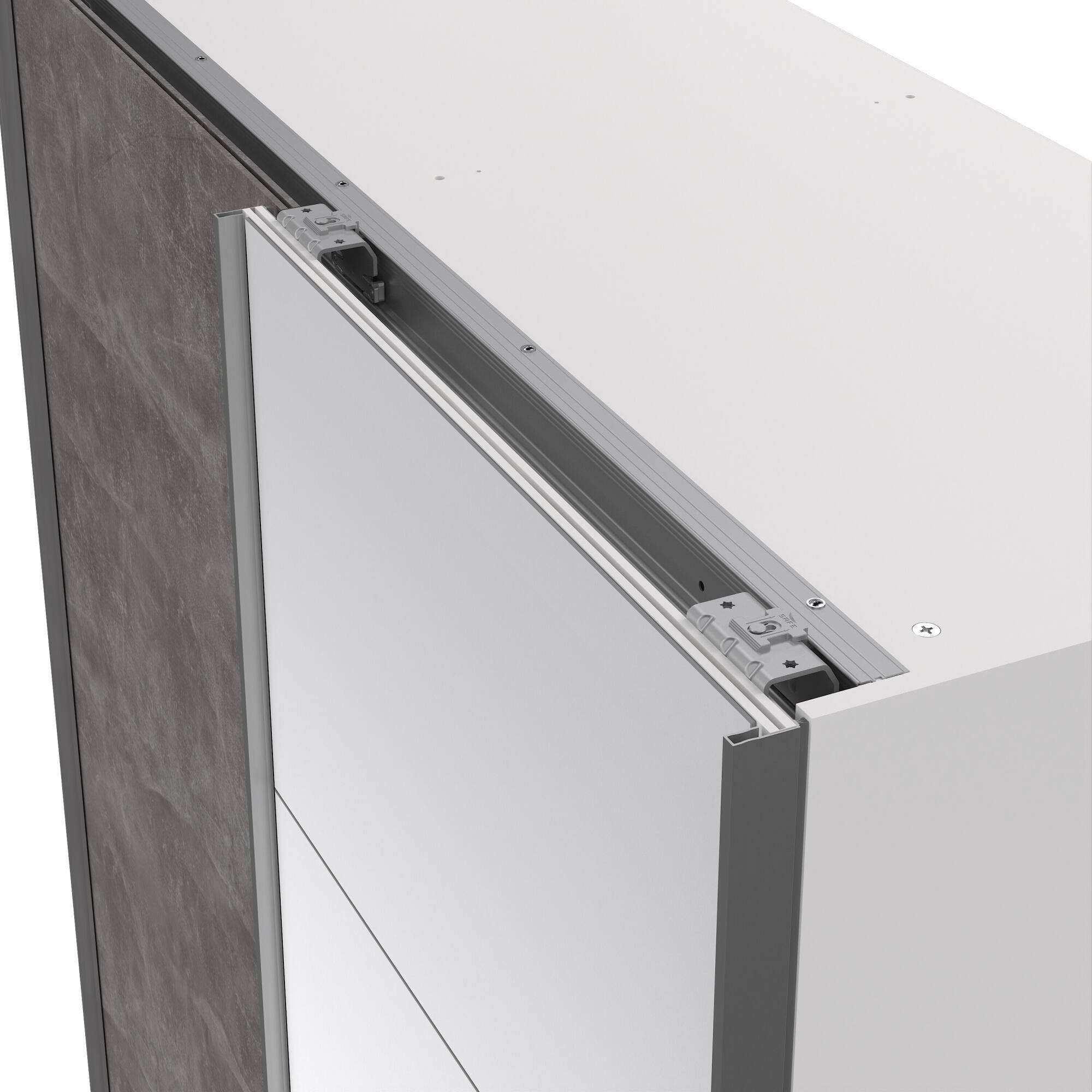 Guardaroba 2 ante Seraphine, Mobile camera da letto, Cabina armadio portabiti, Armadio appendiabiti, 150x61 h200 cm, Bianco e Grigio
