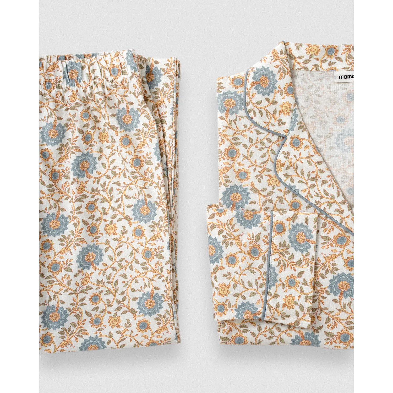 Pigiama lungo camicia in cotone gaia blu