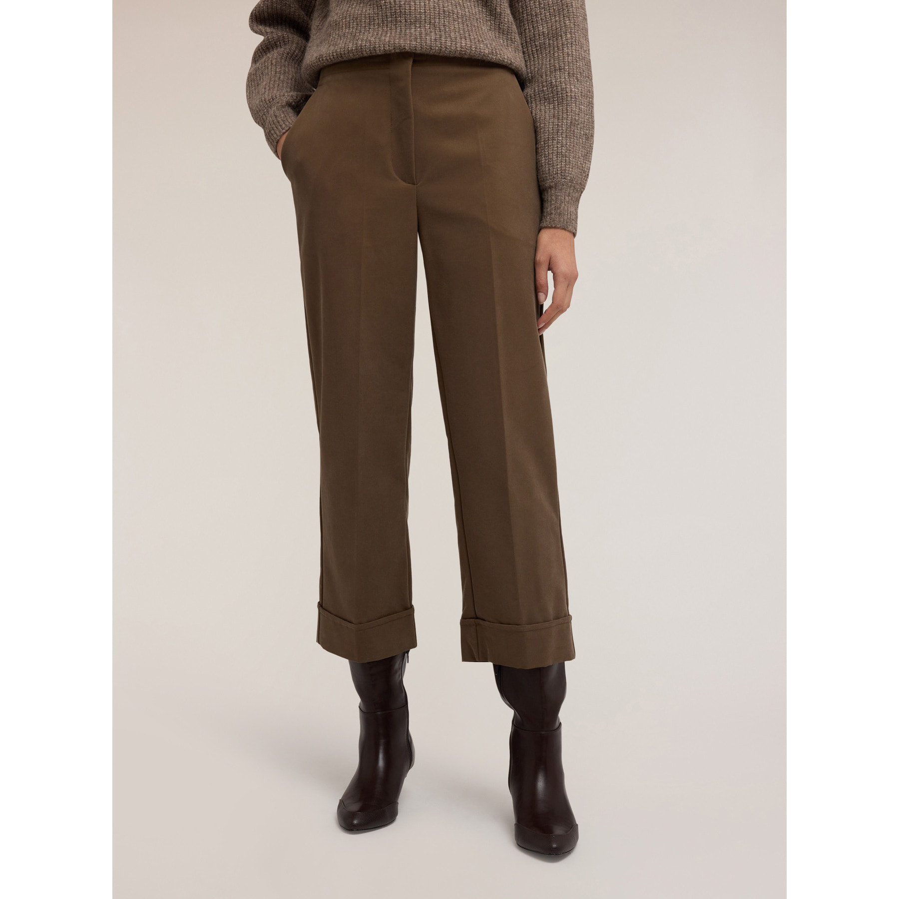 Motivi - Pantalones cropped de gabardina - Verde militare