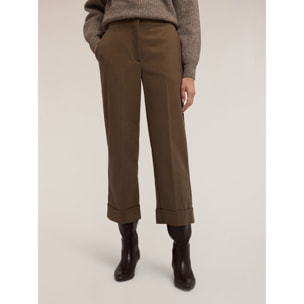 Motivi - Pantalones cropped de gabardina - Verde militare