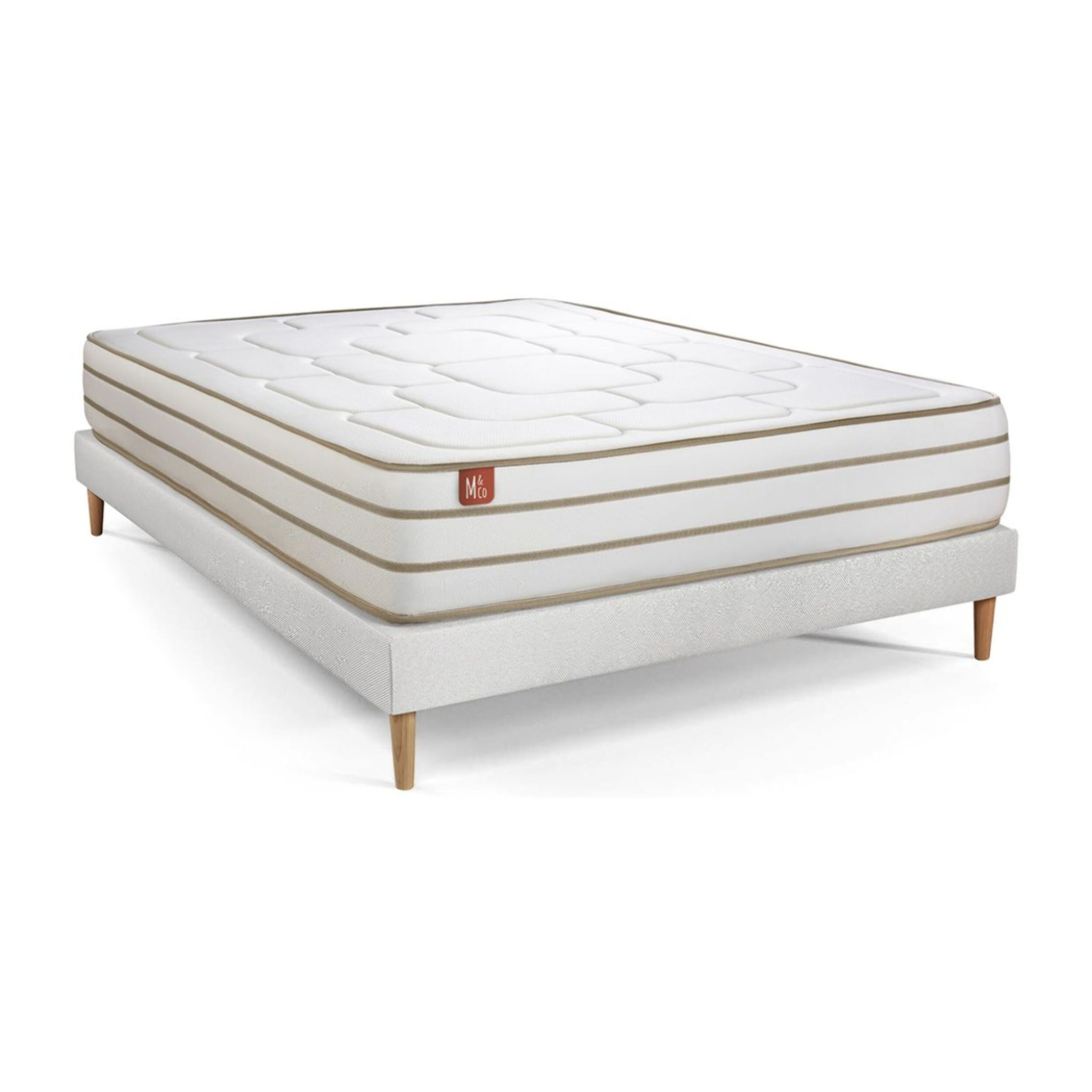 Ensemble - Matelas Mémoire de forme 26cm d'épaisseur - 5 zones de confort - Confort équilibré - Sommier tapissier en kit - 2 places