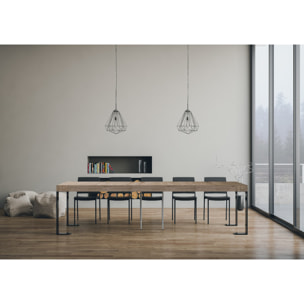 Consolle allungabile 90x40/300 cm Tecno Premium Quercia Natura telaio Antracite