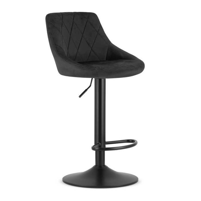 Set di 2 Sgabelli Bar Kast Girevoli in Velluto Nero