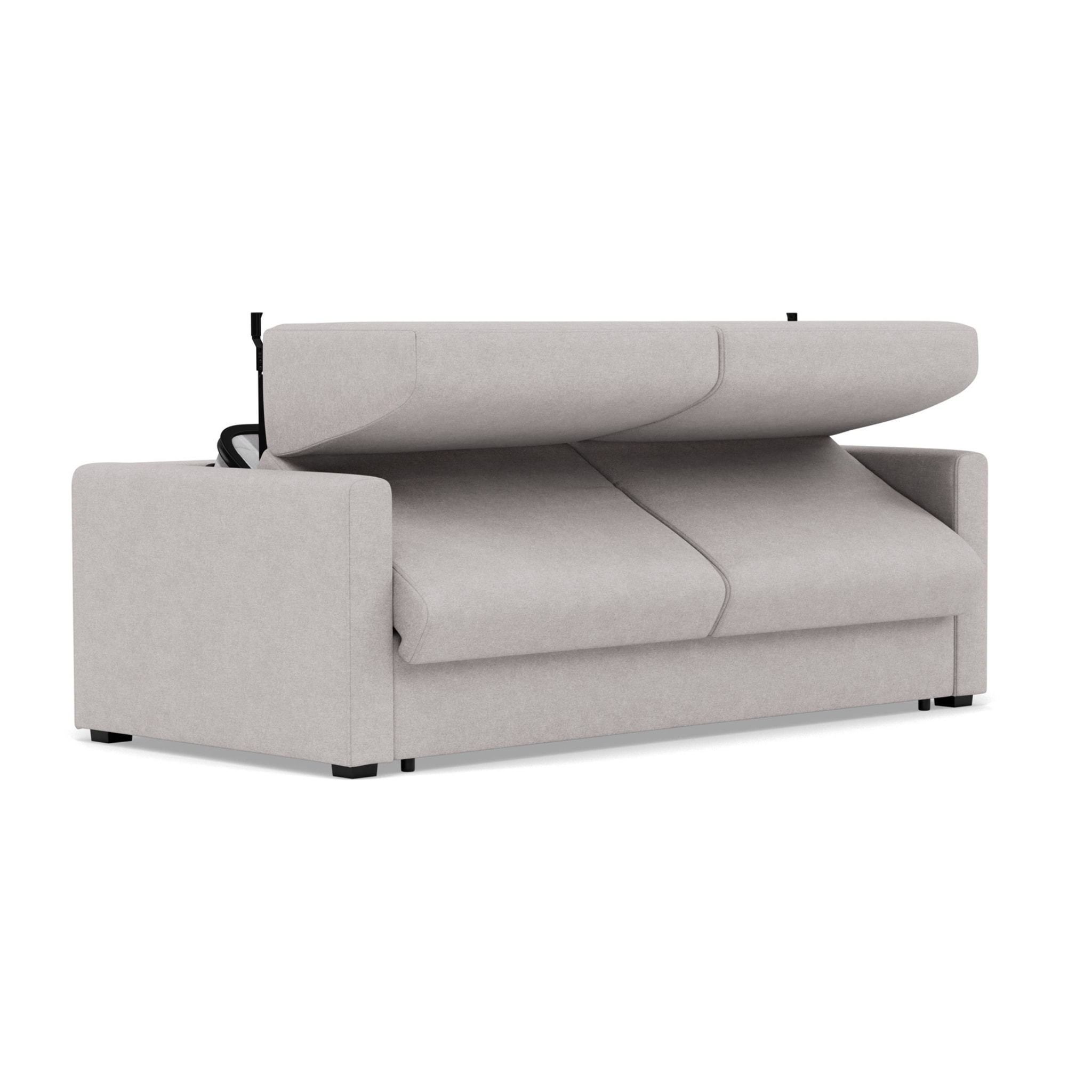 Julia - canapé 3 places convertible couchage quotidien matelas 18 cm en tissu - Gris clair