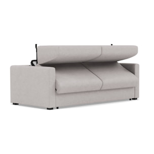 Julia - canapé 3 places convertible couchage quotidien matelas 18 cm en tissu - Gris clair