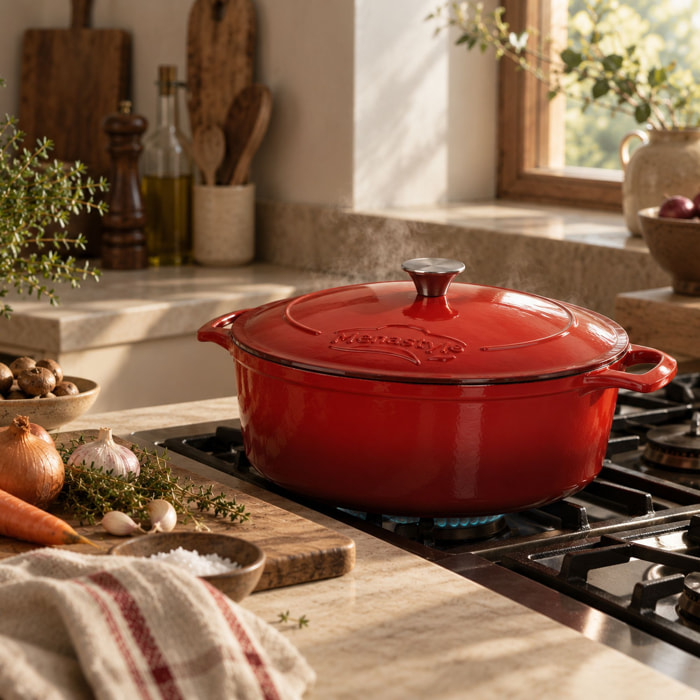 Cocotte ovale 9L en fonte émaillée rouge COLETTE