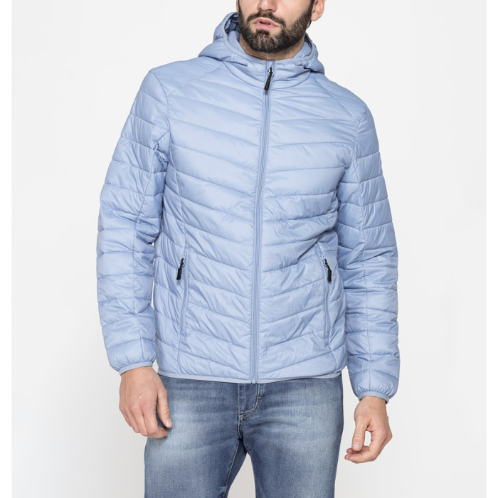 GIUBBINO MANICA LUNGA CON CAPPUCCIO ULTRA LIGHT - TESSUTO ED IMBOTTITURA IN MATERIALE RICICLATO